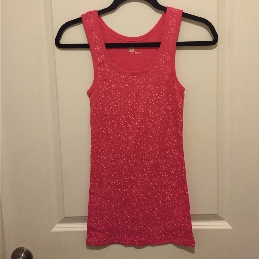 Gap Pink & White Speckle Ribbed Tank Top Size M